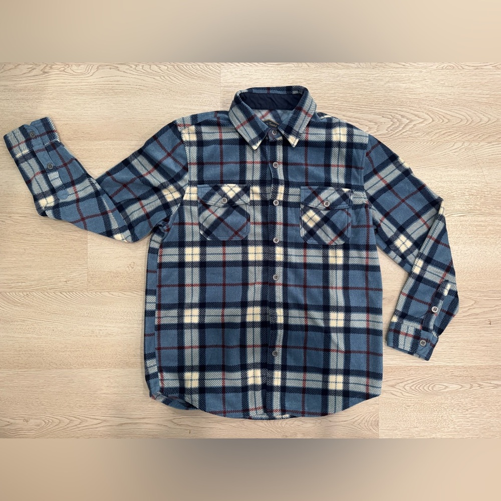 Freedom Foundry Men’s Medium Blue/Cream Fleece Button Down Flannel